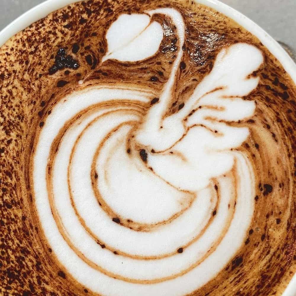Closeup photo of coffee art at dog-friendly cafe in Melbourne