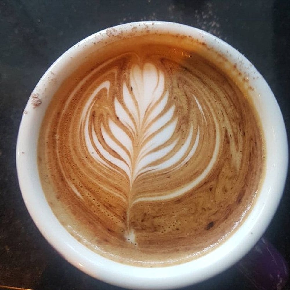 Latte art from a dog friendly place in Canberra