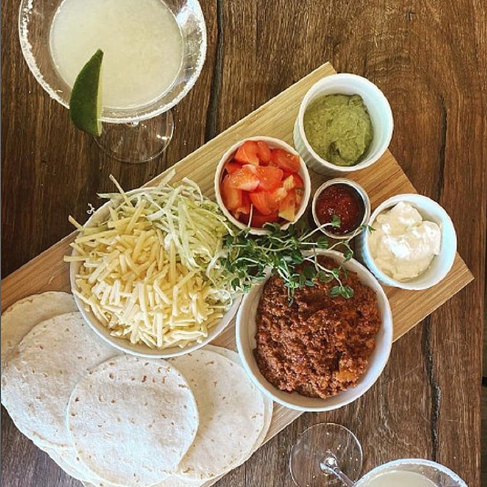 Tacos that you can assemble on your own from a dog friendly cafe in Canberra called Siren Bar