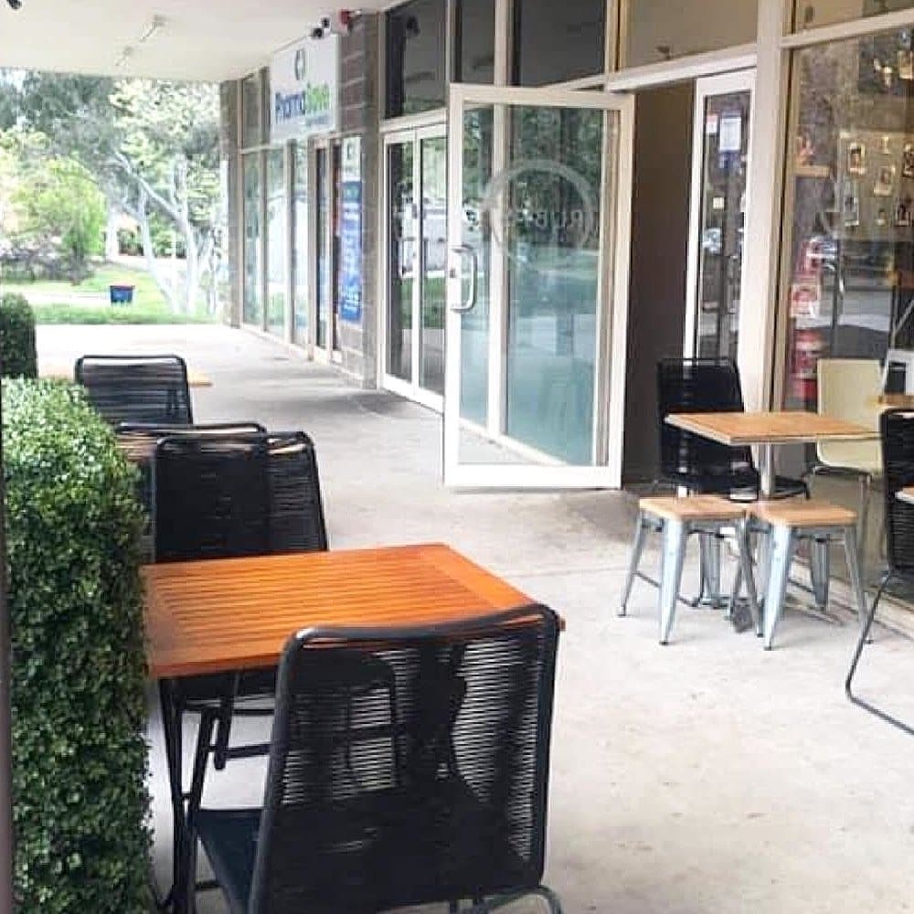 Outdoor seating and tables from Ruby's Cafe and Bar in Canberra